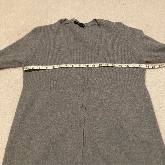 EILEEN FISHER wool/silk Gray button up ribbed cardigan sweater - Picture 5 of 8